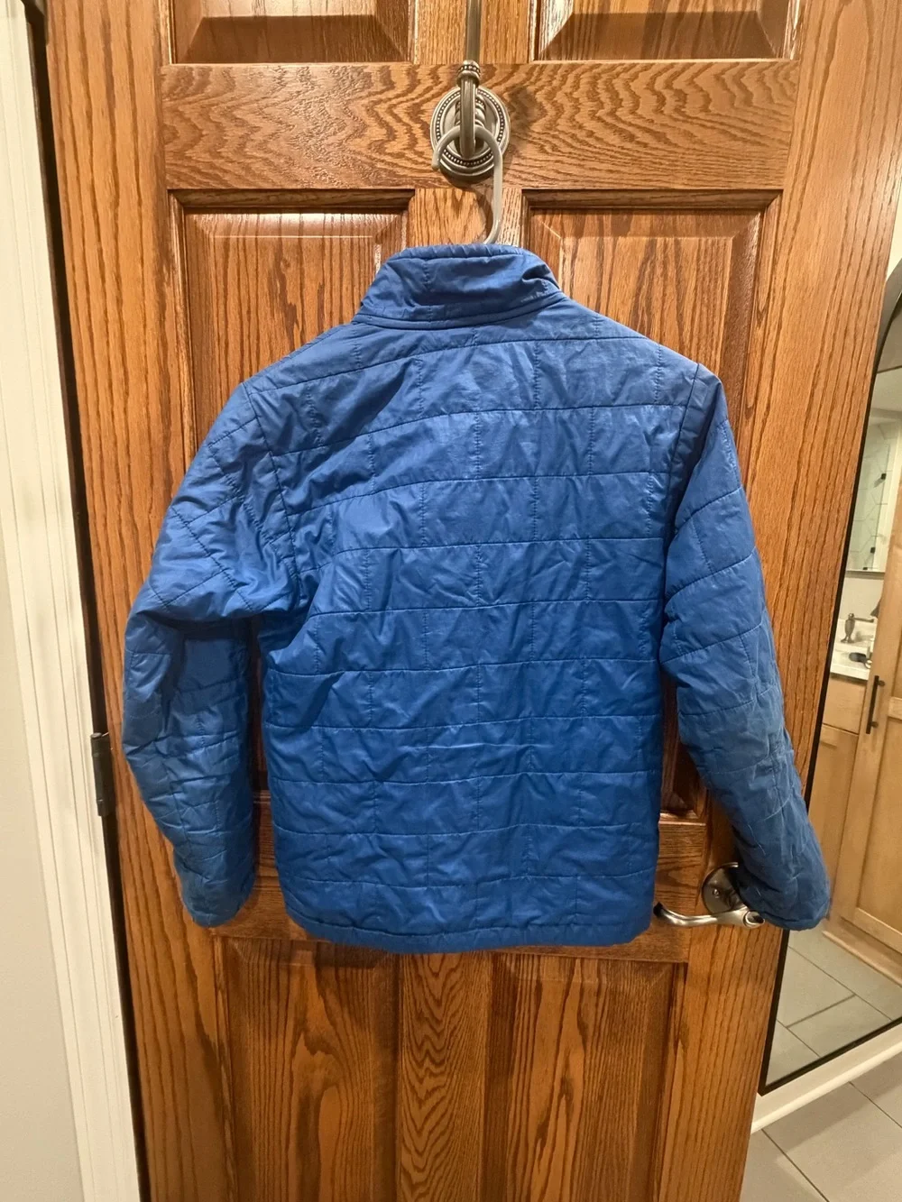 Patagonia Kids Blue Quilted Puffer Jacket with Yellow Accents